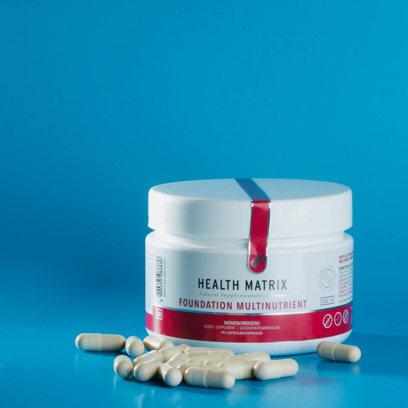 Health Matrix Foundation Multinutrient for Women on blue